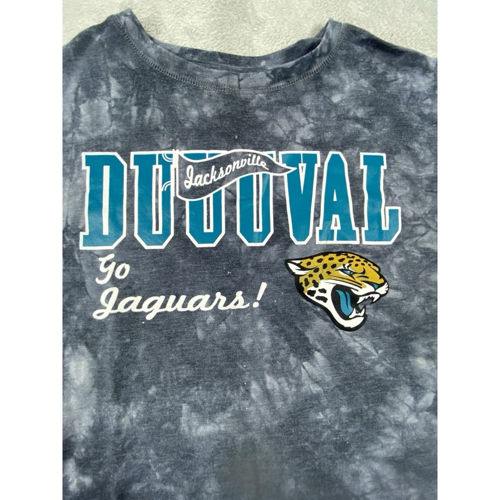 NEW NFL Team Apparel Shirt Womens L Blue Tie Dye Jacksonville Jaguars DUUUVAL